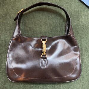 Vintage Gucci Jackie Handbag in Black Leather